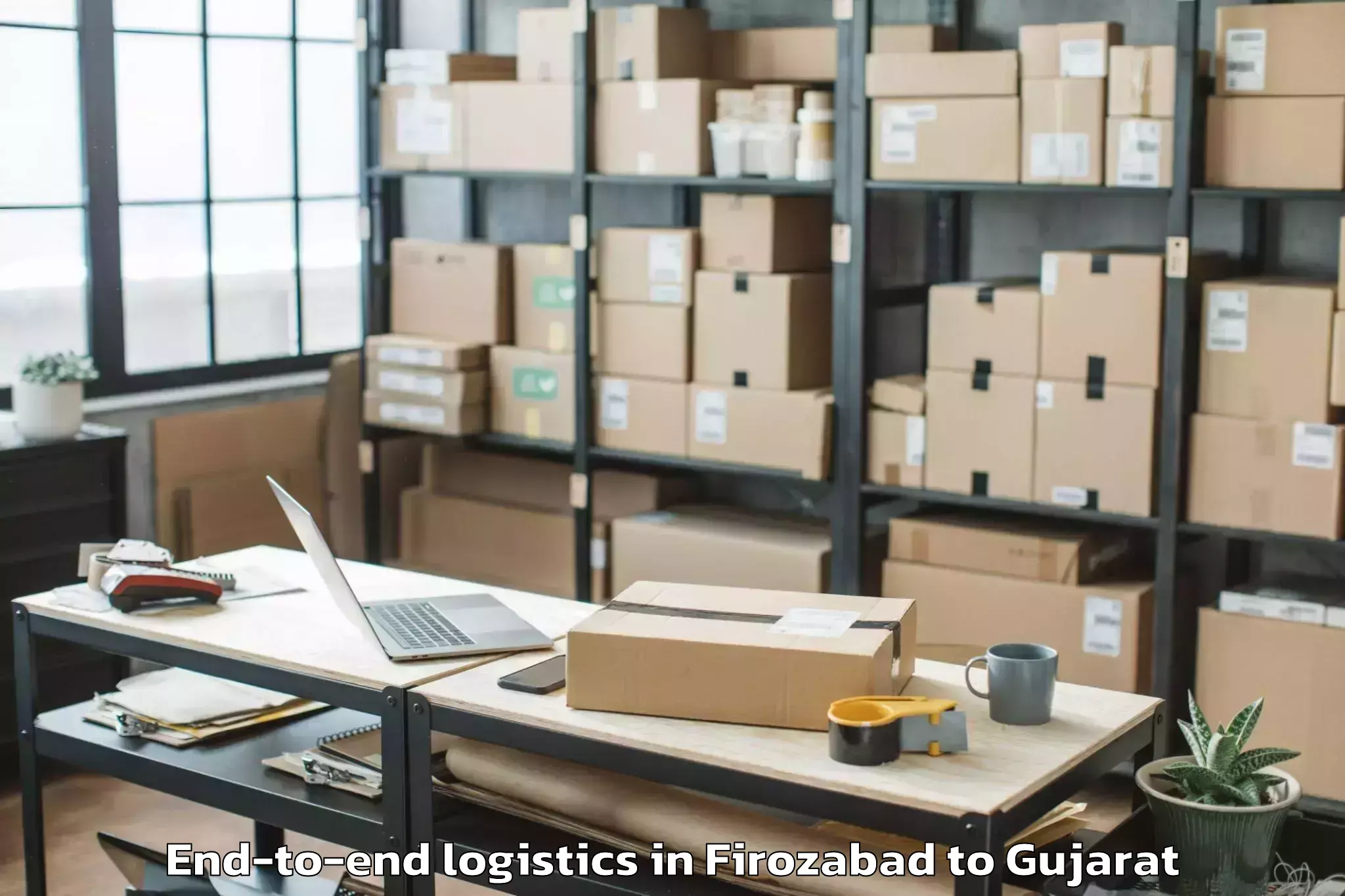 Trusted Firozabad to Khambhaliya End To End Logistics